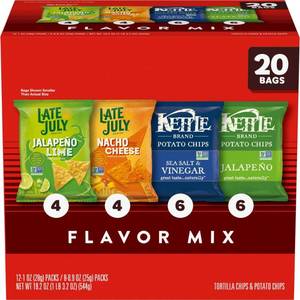 lot 1759 image: Late July Kettle Cooked Chips Variety Pack - 19.2oz20ct&nbsp&nbsp