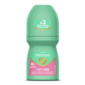lot 1838 image: Mitchum Womens Antiperspirant Deodorant, Roll-On Applicator, Powder Fresh Scent, 48HR Sweat &amp Odor Protection, Quick-Drying, Dermatologist Tested, 1.7 oz - Retail $6
