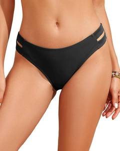 lot 1861 image: Zmart Strappy Low Rise Bikini Bottoms - Women Full Coverage Swim Bathing Suit Bottom Swimsuits Bottom Black L - Retail $18