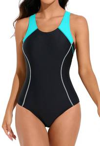 lot 1885 image: beautyin One Piece Swimsuit Women Athletic Training Bathing Suit Swimwear AquaBlack, S - Retail $31