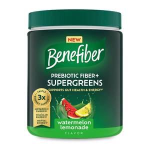 lot 1888 image: Benefiber Prebiotic GLP-1 Friendly Fiber  Supergreens Dietary Supplement Powder, Watermelon Lemonade Flavor, 8.8 oz (250g) - Retail $26