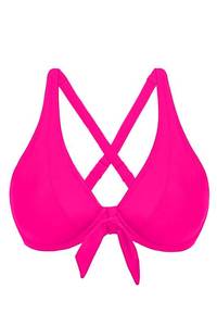 lot 1908 image: Women Underwire Bikini Top Only - Knot Front Bathing Suit Top Swim Bra Push Up Swimsuits Top Hot Pink M - Retail $24