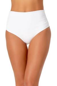 lot 1910 image: Anne Cole Womens High Waist to Fold Over Shirred Bikini Bottom Swimsuit, Live in Color White, Medium