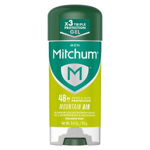 lot 1912 image: Mitchum Mens Antiperspirant Deodorant Gel Stick, Mountain Air Scent, 48HR Sweat &amp Odor Protection, Triple Odor Defense, Alcohol-Free, Dermatologist Tested, 3.4 oz