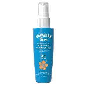 lot 1915 image: Hawaiian Tropic Weightless Hydration Water Mist for Face SPF 30, 2.1 Fl Oz, Travel Size SPF Face Mist Hydrating Spray, Non-Comedogenic Sunscreen Facial Mist, Non-Aerosol Sunscreen Spray, 2.1 Fl Oz - Retail $12