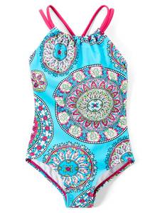 lot 1968 image: Kanu Surf Girls Big Jasmine Halter Beach Sport 1-Piece Swimsuit, Aqua, 10 - Retail $18