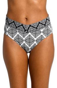 lot 1969 image: La Blanca Womens V-Front High Waist Bikini Swimsuit Bottom, BlackWhiteOasis Tile, 10 - Retail $28