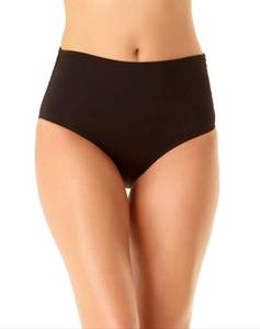 lot 1987 image: Anne Cole Womens High Waist to Fold Over Shirred Bikini Bottom Swimsuit, Live in Color Black, Large - Retail $35