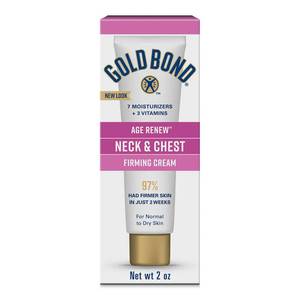 lot 1996 image: Gold Bond Age Renew Neck & Chest Firming Cream, 2 Oz, Hydrates, Renews, and Visibly Improves Firmness, Texture & Elasticity of Aging Skin, Non-Greasy, Dermatologist-Tested, Hypoallergenic, Unscented - Retail $12