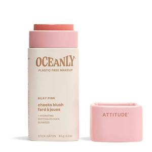 lot 2070 image: ATTITUDE Oceanly Plastic-Free Lightweight Blush Stick, Titanium Dioxide-Free, EWG Verified, Vegan & Cruelty-free Makeup, Silky Pink, 0.3 Ounces - Retail $30