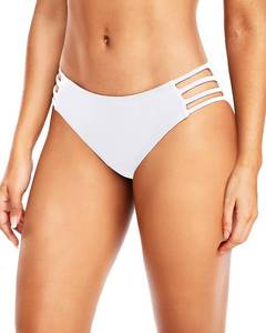 lot 2078 image: Tempt Me Women White Strappy Bikini Bottom Full Coverage Bathing Suit Bottoms Swimsuit Bottom M - Retail $20
