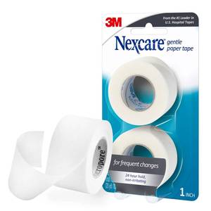 lot 2117 image: Nexcare Gentle Paper Tape, Medical Paper Tape, Secures Dressings and Lifts Away Gently - 1 In x 10 Yds, 2 Rolls of Tape&nbsp