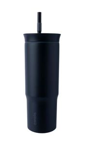 lot 2128 image: Owala 24oz Stainless Steel Straw Tumbler - Very Very Dark - Retail $30