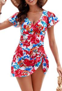 lot 2132 image: Eagerbuy Womens One Piece Swimdress Swimsuits for Women Tummy Control Swim Dresses Large  - Retail $43