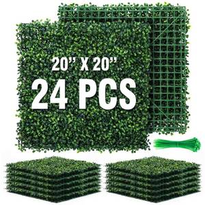 lot 5101 image: KASZOO 24 Pack 20x20 Grass Wall Panels - Artificial Boxwood Panels for Greenery Wall Backdrop, Faux Greenery for Indoor Outdoor Decor, Garden Fence, Wedding, Privacy Screen, 66 Sq. Ft. Coverage - Retail $103