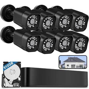 lot 5103 image: 8CH 1080P Wired Security Camera System, AIWIXEN 8 x Surveillance Security Cameras Outdoor Home with Human Vehicle Detection, CCTV DVR with 512GB HDD, Remote Access, IP68 Waterproof, 24-7 Recording - Retail $200