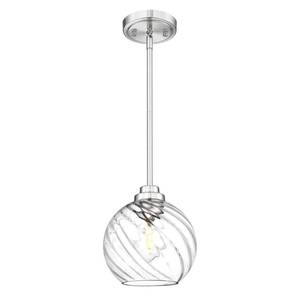 lot 5122 image: JAZAVA 8 Inch Modern Farmhouse Pendant for Kitchen Island, Adjustable Height Hanging Fixture with Ribbed Glass, Brushed Nickel, Dining Room Entryway - PL101SBN-L - Retail $60