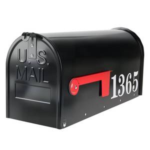 lot 5146 image: Zinovo Metal Post Mount Mailboxes for Outside,Galvanized Steel,Waterproof,Medium Capacity,Red Flag Indicated,Modern Style,Mail Boxes for House OutsideResidential,Black,18.8 x 9 x 6.7 inches - Retail $55