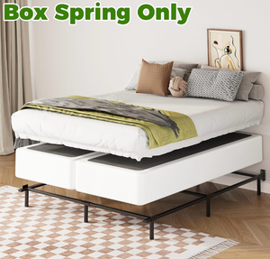 lot 5160 image: EMODA 7 Inch Split Queen Box Spring, 3500LBS Heavy Duty Metal Box Spring for Queen Bed Mattress Foundation with Fabric Cover, Noise-Free, Non Slip, Easy Assembly - Retail $190