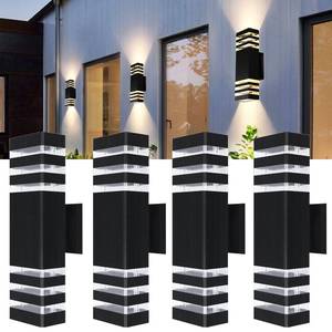 lot 5170 image: MUCLUD 15inch LED Square Up & Down wall Lights,14W Outdoor Wall Light 4000K Day White Aluminum Body Waterproof IP65 LED Exterior Light Fixtures Wall Mount for House Patio Garage Garden. (4Pack) - Retail $90