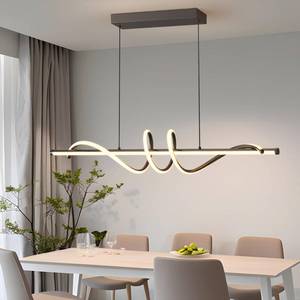 lot 5171 image: Zihoi Modern LED Pendant Lights, Ceiling Chandelier Dimmable with Remote Control 3000k-6000K Adjustable Color Temperature, Aluminum Island Lighting Lamp Fixture for Kitchen, Dining Room(39in Black) - Retail $110