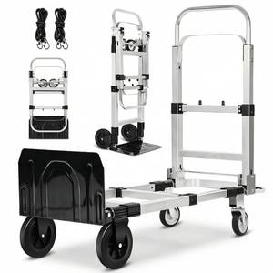 ZMRTDWO 600 LBS Dolly Cart with Wheels, 3 in 1 Folding Hand Truck with Retractable Handle, Aluminum Heavy Duty Hand Cart with 4 Wheels, Collapsible Hand Truck Dolly for Warehouse, Home, Supermarket - Retail: $70