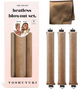lot 2627 image: Jumbo Heatless Hair Curlers for Long Hair Overnight Wavy Hair Curlers Blowout Rods Heatless Curls Curling Headband No Heat Hair Rollers for Long Hair Volume Blow Out Women Hair Waver Tool Khaki