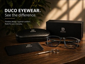 lot 2646 image: DUCO Retro Round Glasses For Men Blue Ray Blocking Glasses Computer Gaming Glasses Nylon Lens Acetate Frame Black