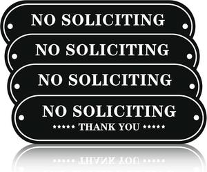 lot 2704 image: No Soliciting Sign for House,No Solicitors Sign for Front Door,Protect Your Privacy,Self AdhesiveScrews Wall Mounting,Embossed Non-Faded,Easy Installation (A Black-6.4x1.77 (4 Pack))