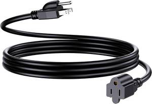 lot 2710 image: Indoor Outdoor Extension Cord 6 ft, 16 Gauge SJT Heavy-Duty Black Power Cord, Weather Resistant, 13A 1625W 125V, 3 Prong Grounded Electric Strip Cable