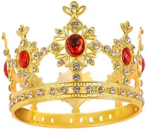 lot 2711 image: Vintage Crown Cake Topper Queen Princess Cake Photo Party Baby Decor For Baby Shower Birthday Wedding Christmas Princess Theme Decorations Newborn Photo Prop (Gold With Red Stone)