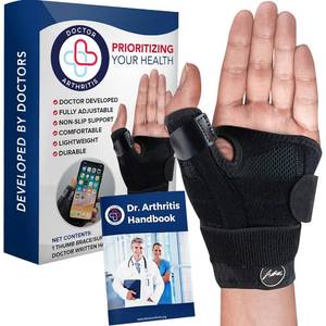 lot 2728 image: Dr. Arthritis Doctor Developed Finger Splint Trigger Finger Brace Middle, Ring & Pointer Finger, Finger Splints for Straightening (Black, Single, Thumb Brace)