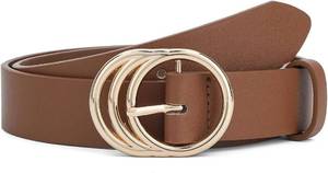 lot 2744 image: Women Belts for Jeans Dresses Pants Fashion Ladies Waist Faux Leather Belt With Gold Buckle Brown X-Small