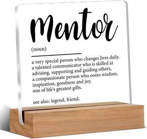 lot 2837 image: Mentor Appreciation Gifts for Boss Leader Manager Mentor Definition Clear Desk Decorative Sign Acrylic Sign With Wooden Stand for Desk Table Shelf