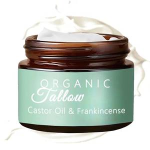 lot 2880 image: Grass-fed Beef Tallow with Frankincense Oil & Castor oil, Organic Beef Tallow Moisturizer for Skin, Tallow and Manuka Honey Cream for Face, Body (1)