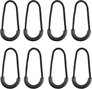lot 2891 image: Nylon Zipper Pulls U Shape Heavy Duty Zipper Tags Black