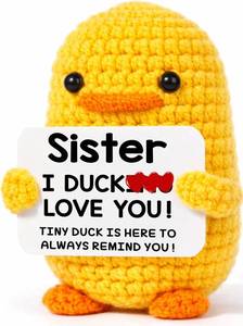 lot 2895 image: MBL Sisters Birthday Gifts from Sister - Funny Cute Small Crochet Duck Graduation Mothers Day Easter Christmas Big Sister Gift for Girls Sis Little Soul Sisters