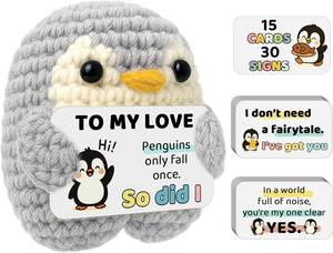 lot 2899 image: Crimmy Love Romantic Gifts for Him Her Boyfriend Girlfriend, Crochet Penguin Anniversary Birthday Present for Women Men, Christmas Valentines Gift for Couples Wife Husband (Grey Love Penguin)