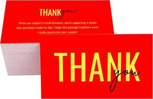 lot 2903 image: RXBC2011 Thank You for Supporting Small Business Card Client Appreciation Notes Package Insert for Online business 2x3.5 Inch Pack of 100 Red