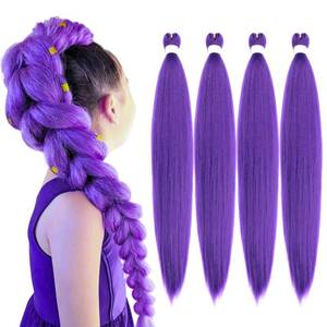 lot 2909 image: Purple Hair Extensions for Braids - 30 Inch Pre-Stretched Synthetic Braiding Hair for Halloween Cosplay Costumes Hair (purple, 30 Inch (Pack of 4))