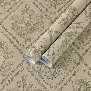 lot 2671 image: Kitico Peel and Stick Wallpaper Vintage Bohemian Wallpaper Brown Contact Paper Flower Removable Waterproof BathroomBedroom Cabinets Self Adhesive Vinyl 17.3 inches x118.1 inches