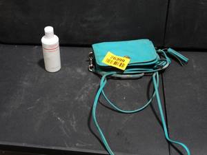 lot 26399 image: Teal Coach New York Cross Body Bag w Conditioner Cleaner