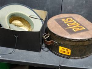 lot 26482 image: Straw Hat & Fur Hat w Case