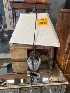 lot 22531 image: Glass and Brass Lamp