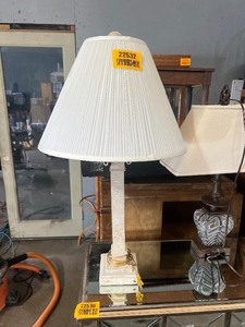 lot 22532 image: White Marbled Lamp