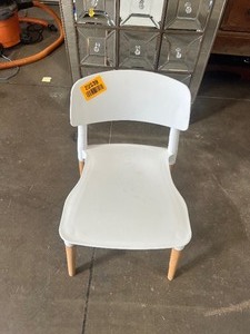 lot 22539 image: White Modern Chair w Wooden Legs