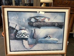 lot 22549 image: Ollas Azules 434500 Native American Pottery Picture Signed by Artist