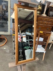 lot 22560 image: Beveled Glass Wooden Mirror