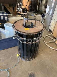 lot 22592 image: Metal Black Outdoor Trash Bin