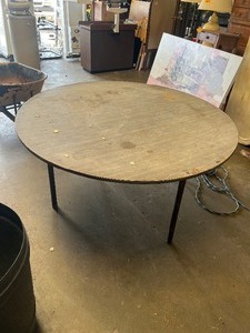 lot 22584 image: Round Wooden Foldable Table